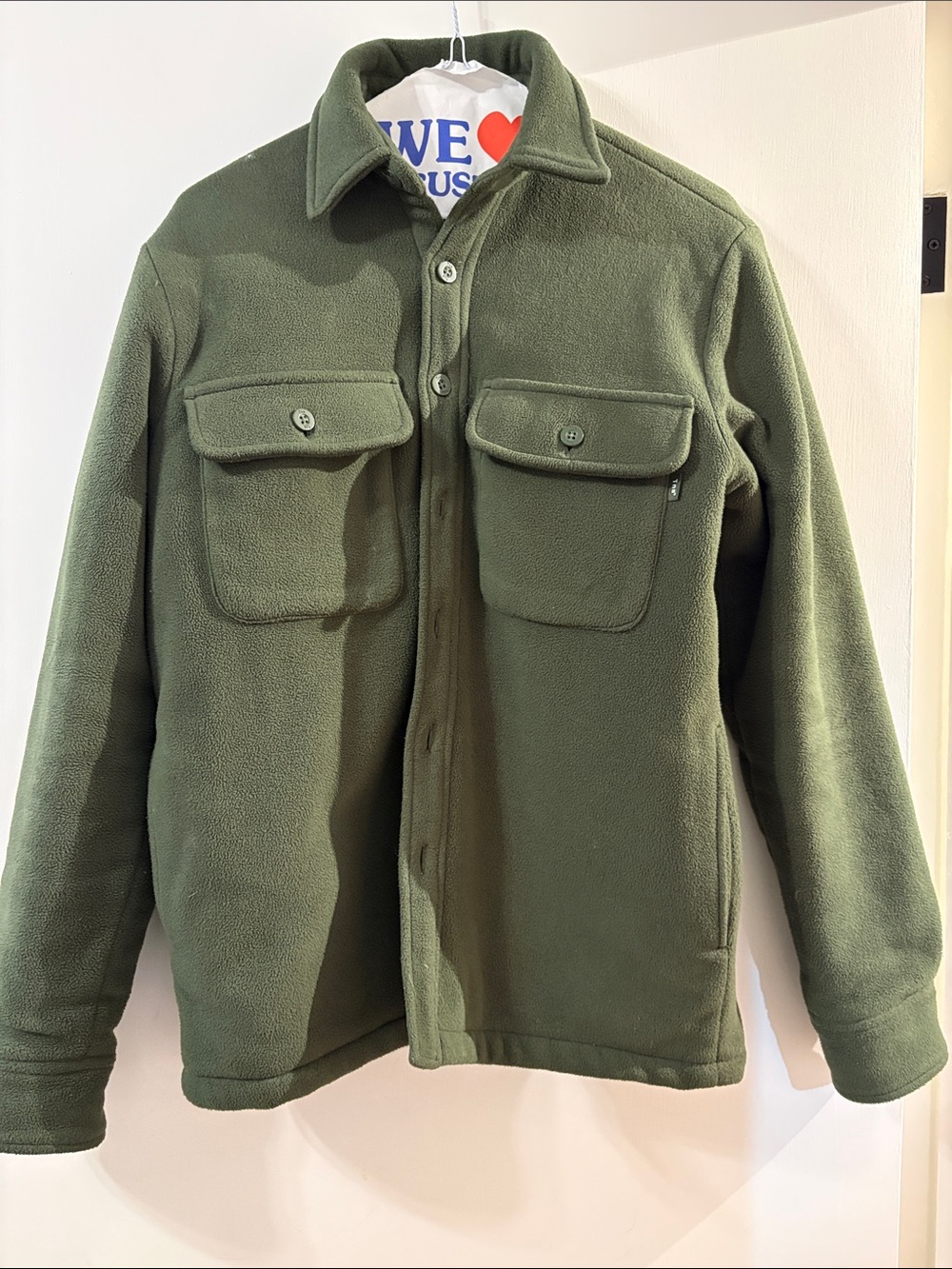 TNA Olive Green Fleece Shacket with Chest Pockets